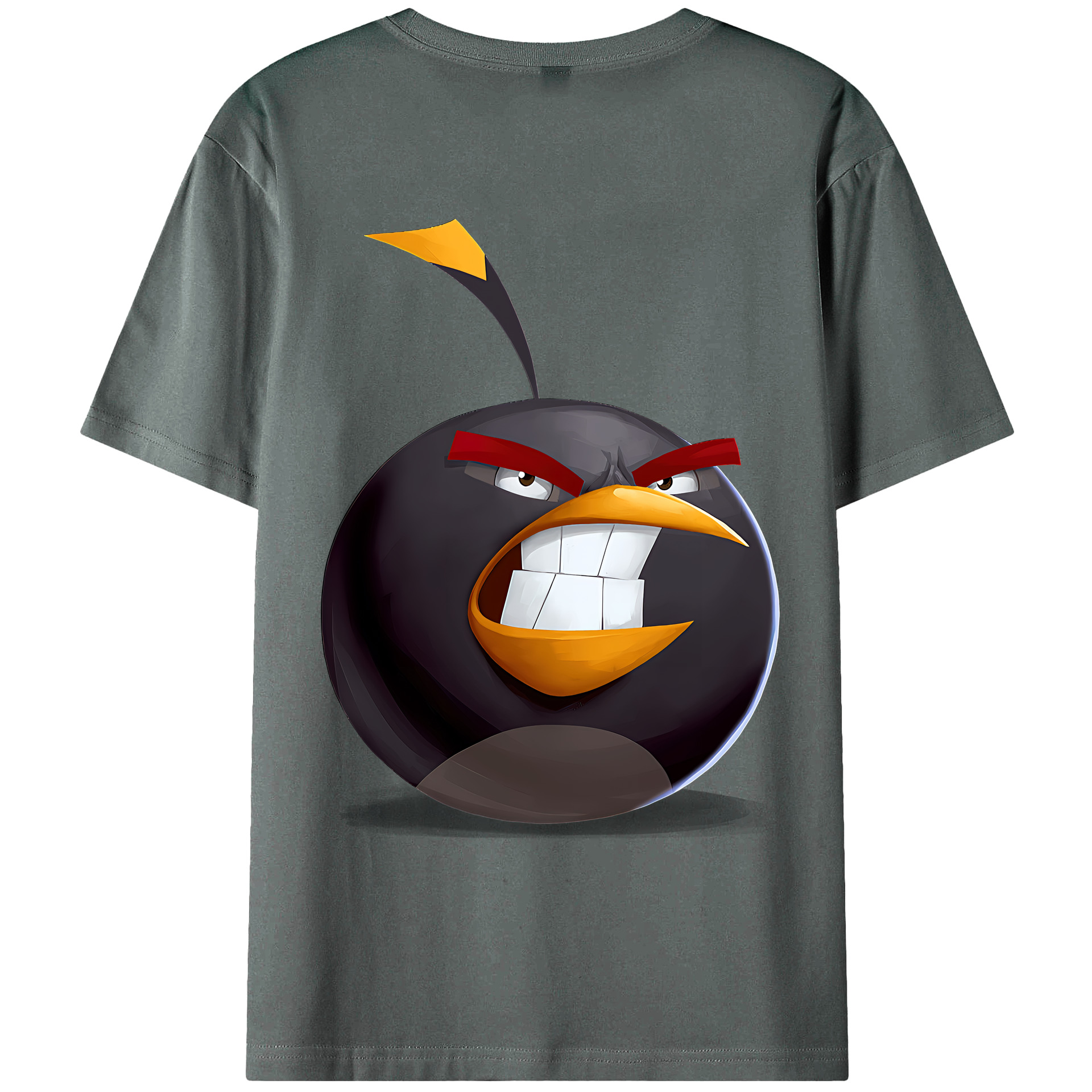 （画像用） Angry Birds アングリーバード 綿100％ メンズ半袖Tシャツ（バックプリント） 通気性